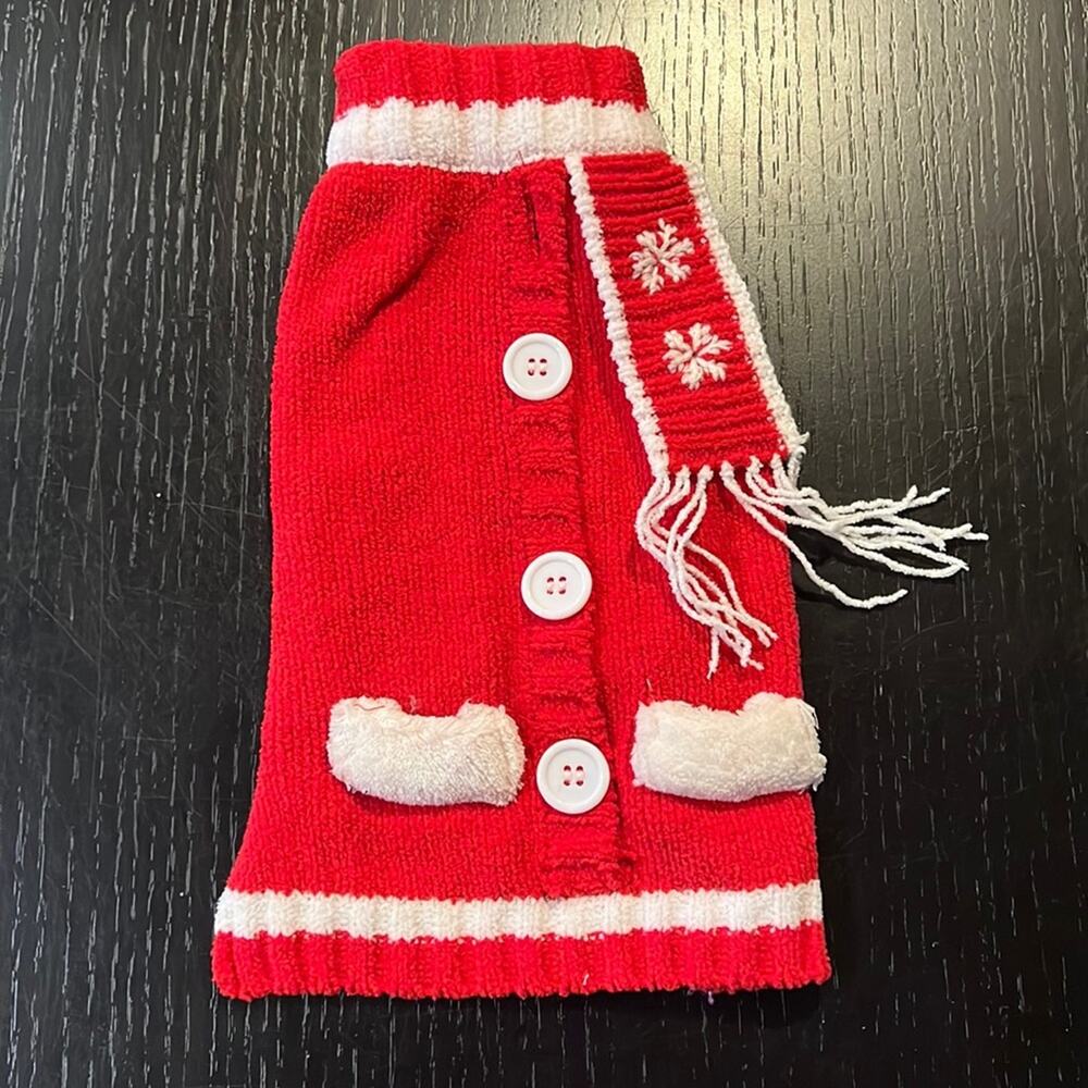 Small Dog Holiday / Winter Sweater with fake scarf